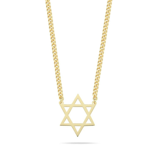 Large Star of David Necklace in Gold Plating | Bold Identity Statement on Heavy Cable Chain