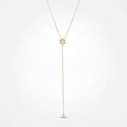 Lariat Style Necklace with Jewish Star