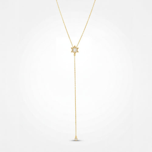 Lariat Style Necklace with Jewish Star