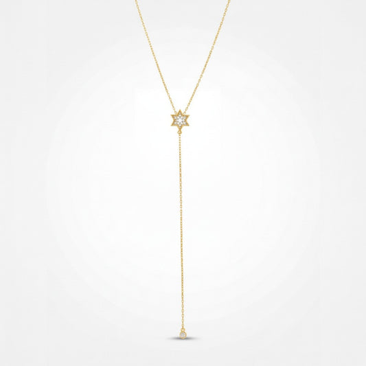 Lariat Style Necklace with Jewish Star