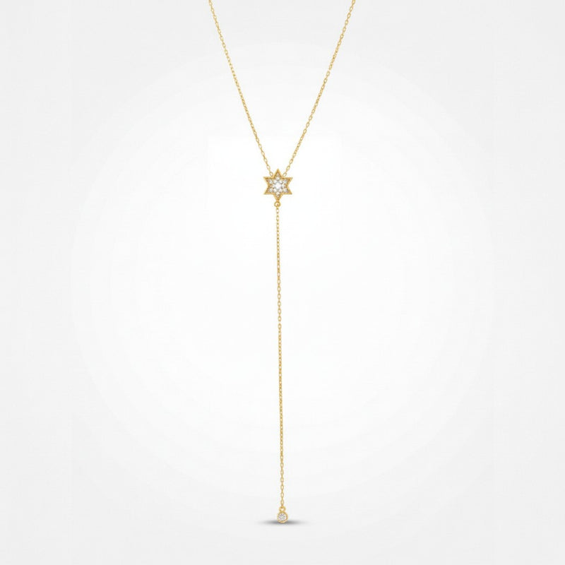 Lariat Style Necklace with Jewish Star