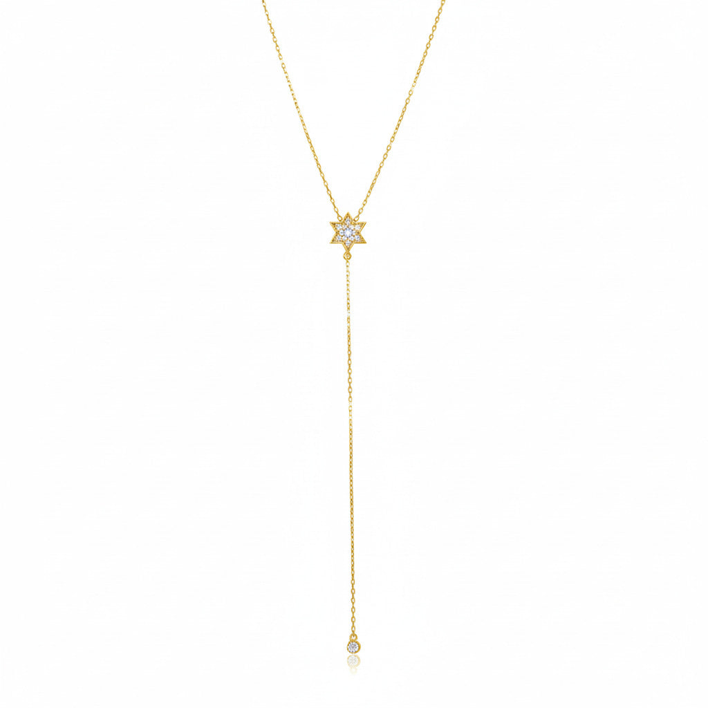 Lariat Style Necklace with Jewish Star