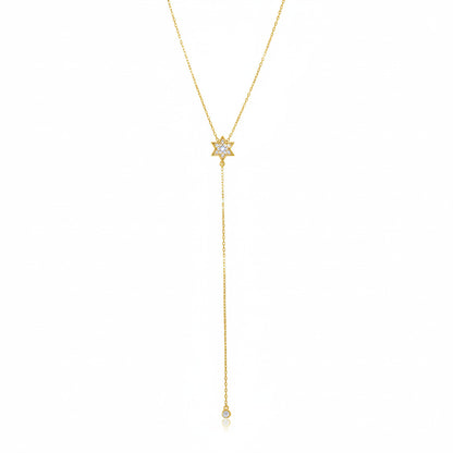 Lariat Style Necklace with Jewish Star