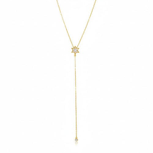 Lariat Style Necklace with Jewish Star