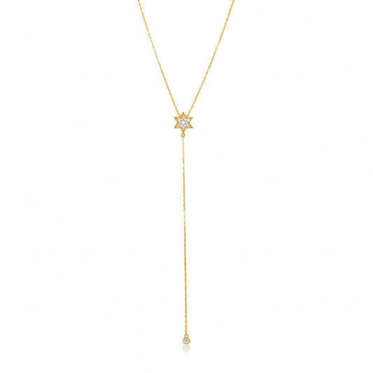 Lariat Style Necklace with Jewish Star