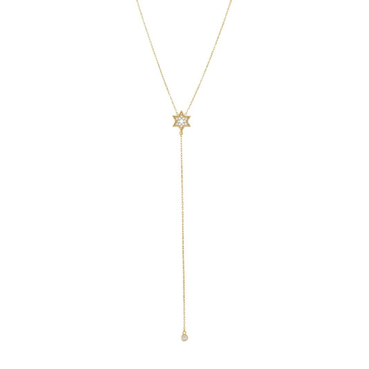 Lariat Style Necklace with Jewish Star