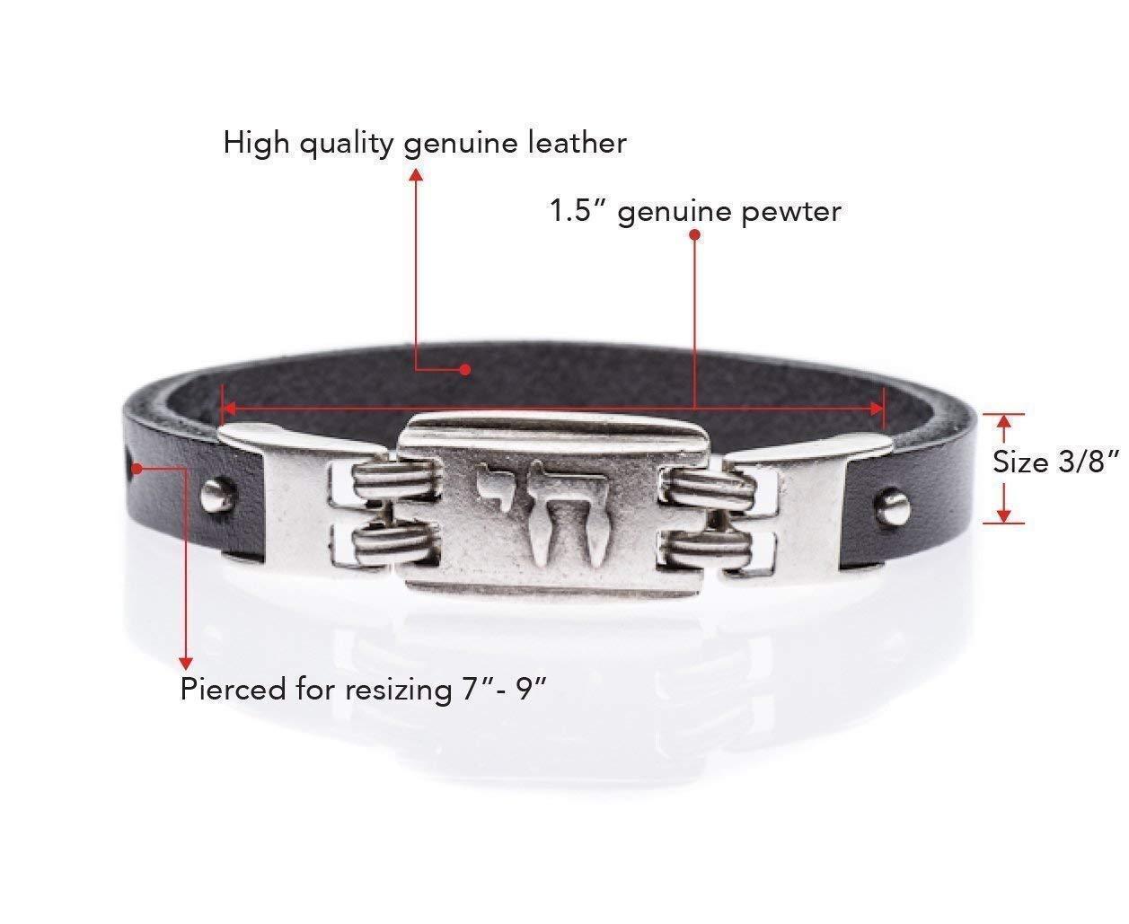 Chai Hebrew Bracelet in Leather