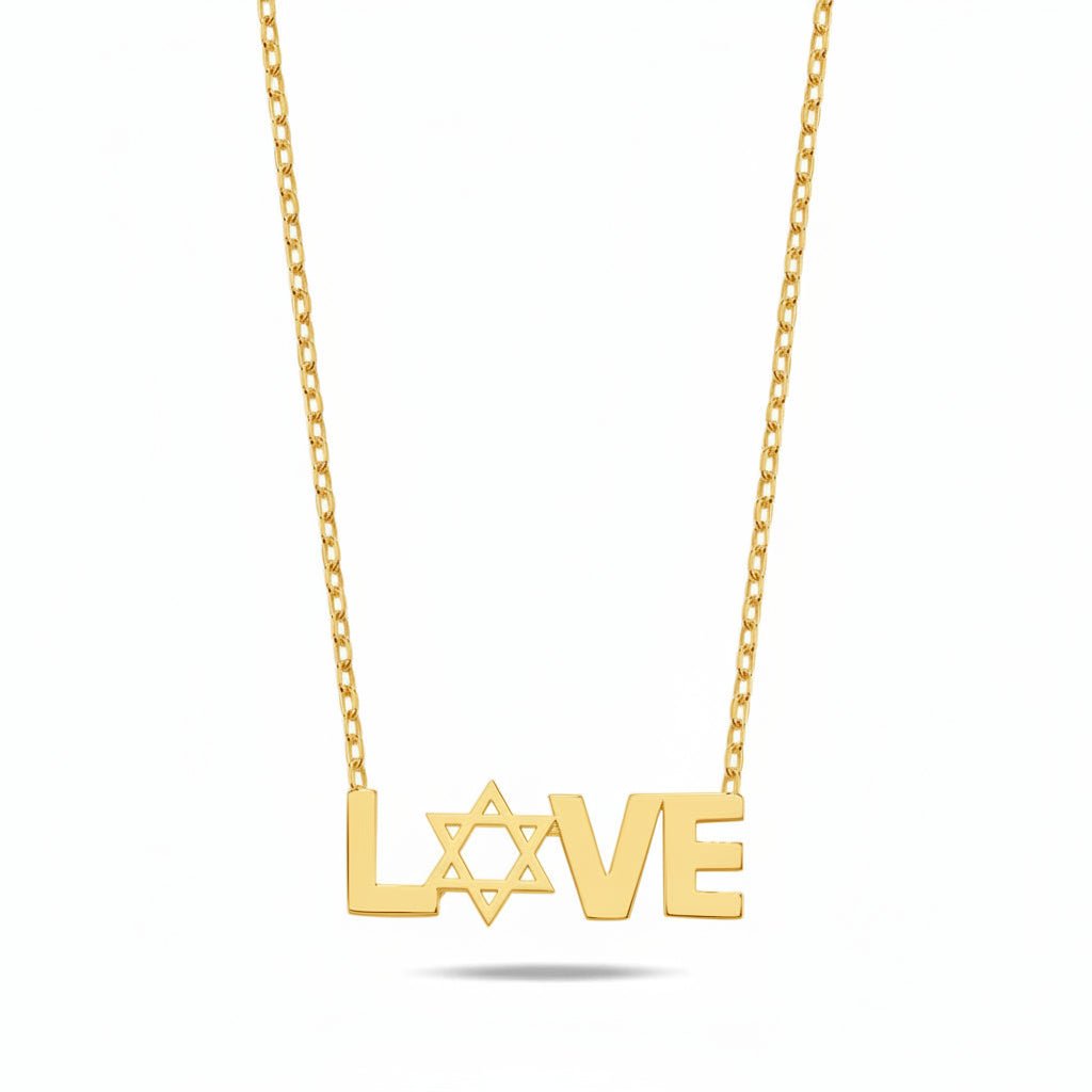 LOVE Star of David Necklace | 14K Gold Plate Rolo Chain