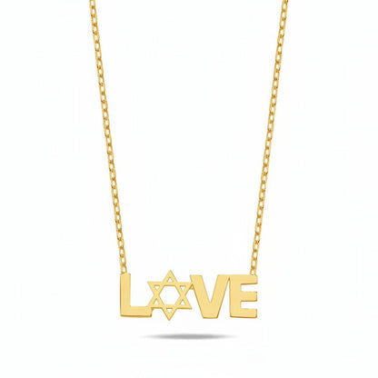 LOVE Star of David Necklace | 14K Gold Plate Rolo Chain