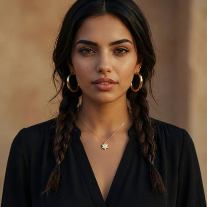 Lovely Jewish Star Necklace with Diamonds