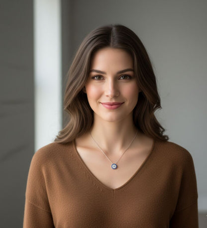 A delicate evil eye necklace in sterling silver or 14k gold plate, designed to protect and add charm, ideal for everyday wear.