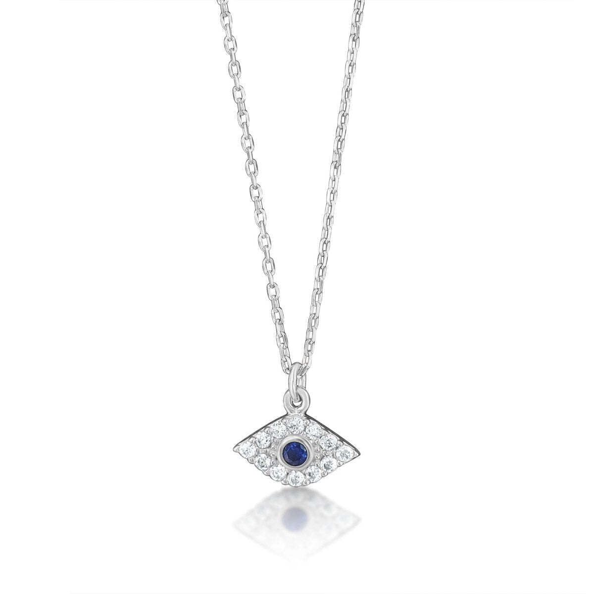 Lucky eye necklace in yellow gold with blue sapphire and diamond pave by Alef Bet