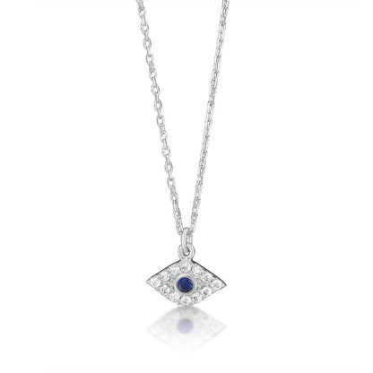 Lucky eye necklace in yellow gold with blue sapphire and diamond pave by Alef Bet