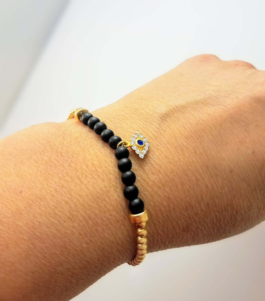 Lucky Stylish Mal de Ojo Eye Bracelet with Gemstone Beads