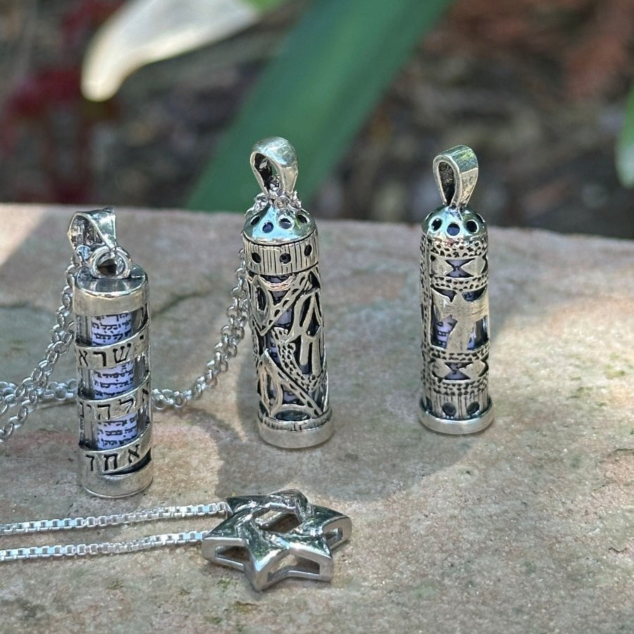 3 mezuzah designs necklace
