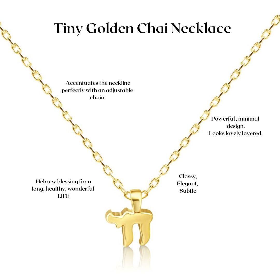 Sterling silver mini chai necklace from alternate angle displaying pendant dimension by Alef Bet