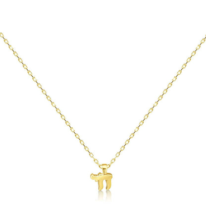 Mini chai pendant necklace in sterling silver with high-polish finish by Alef Bet