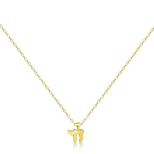 Mini chai pendant necklace in sterling silver with high-polish finish by Alef Bet