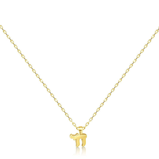 Mini chai pendant necklace in sterling silver with high-polish finish by Alef Bet