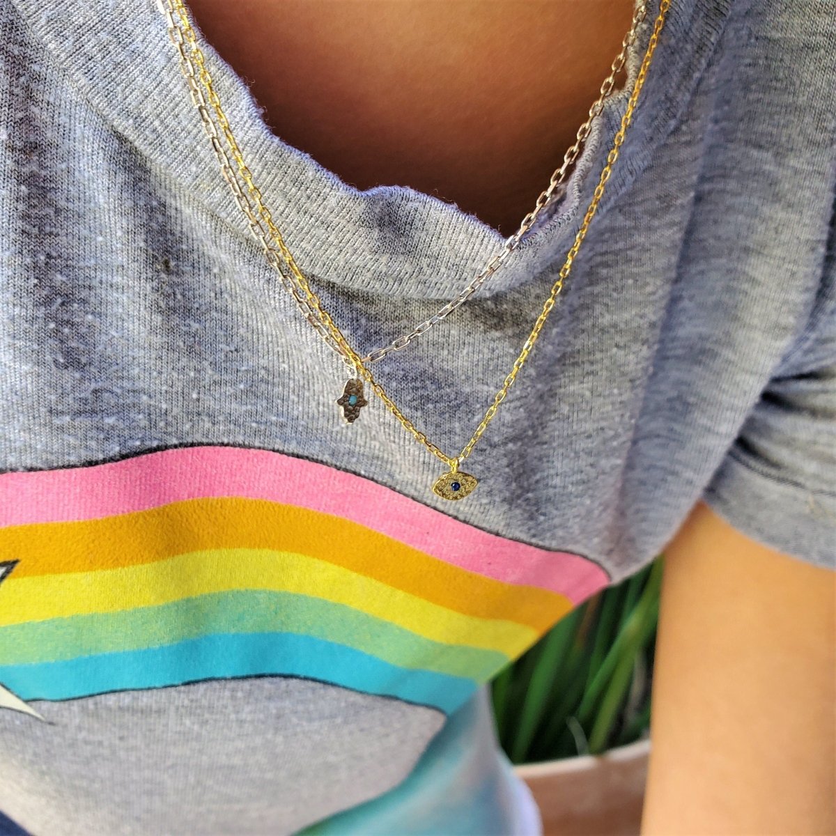 Mini Evil Eye Necklace in Gold Plate