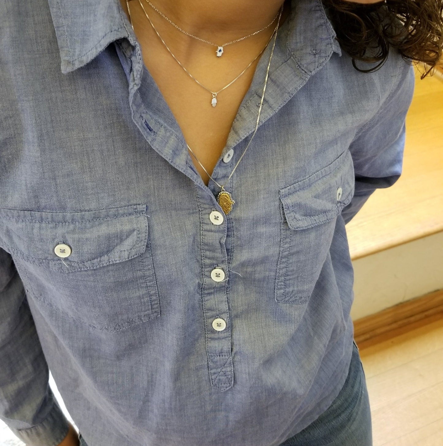 Mini Hamsa Lucky Silver Necklace for Girls and Women