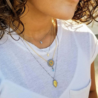 Mini Hamsa Lucky Silver Necklace for Girls and Women