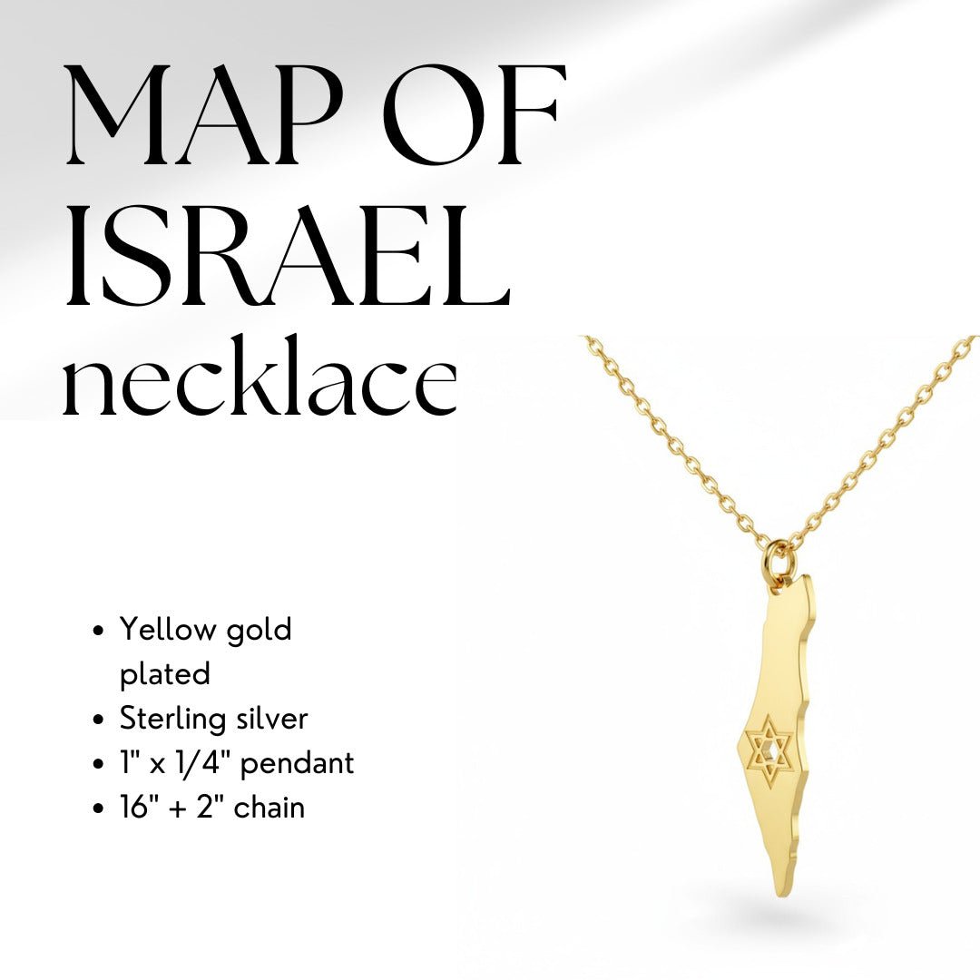 Mini Outline Israel Map Necklace | Gold Star of David Charm