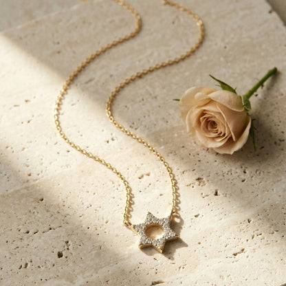 Modern Diamond Star of David Necklace: High - End Daily Wear