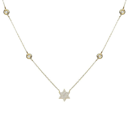 Modern Pave Diamond 14k Gold Star of David Necklace: Everyday Luxury