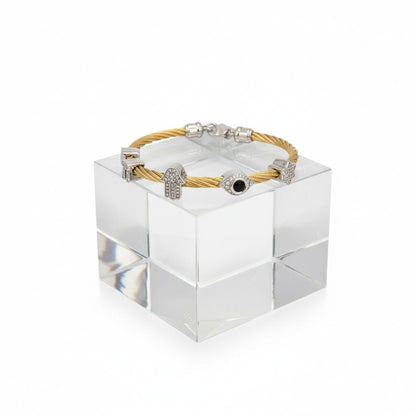 Multi-Charm Bangle Bracelet: Hamsa, Evil Eye, Star & Heart