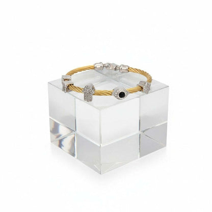 Multi-Charm Bangle Bracelet: Hamsa, Evil Eye, Star & Heart
