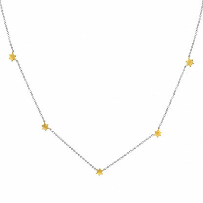 Star pendant necklace in sterling silver with five graduated Jewish stars and cable chain by Alef Bet
