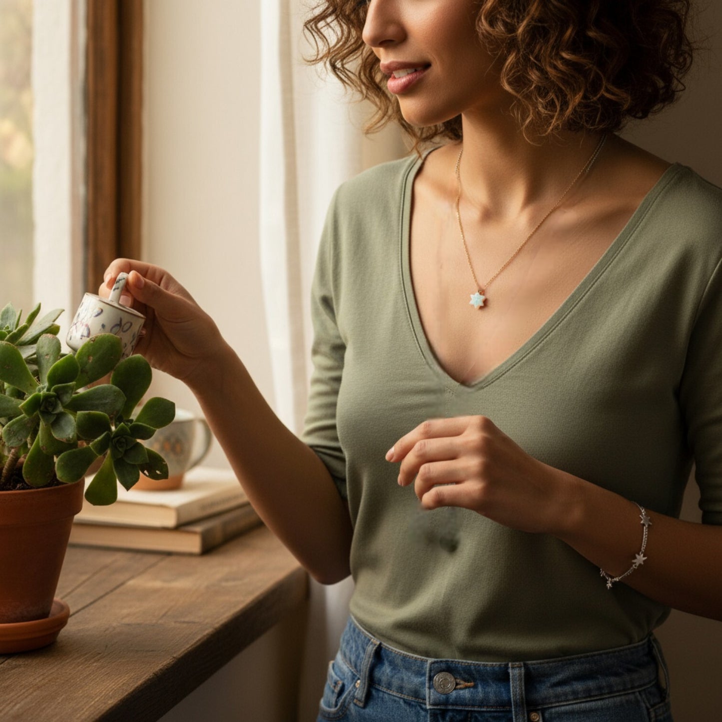 Opal Star of David Necklace