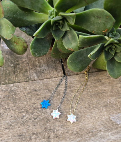Opal Star of David Necklace