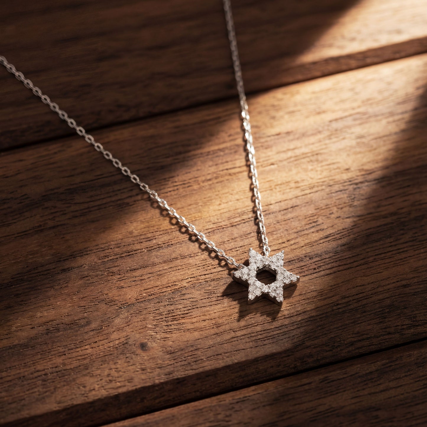 Full Pave Star of David Necklace Sterling Silver 3/8" | Alef Bet