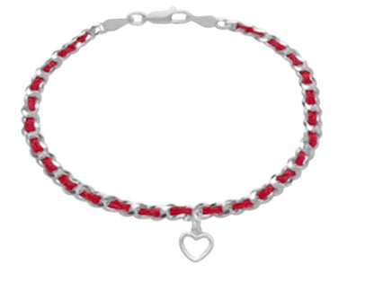 ALT text: Outline heart pendant on a red string bracelet, symbolizing love and protection, perfect as a thoughtful gift for any occasion.