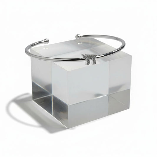 Pave Chai Comfort Bangle: Sterling Silver Flexible Cuff