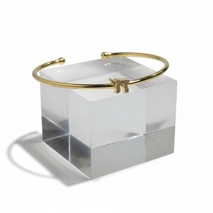 Pave Chai Comfort Bangle: Sterling Silver Flexible Cuff