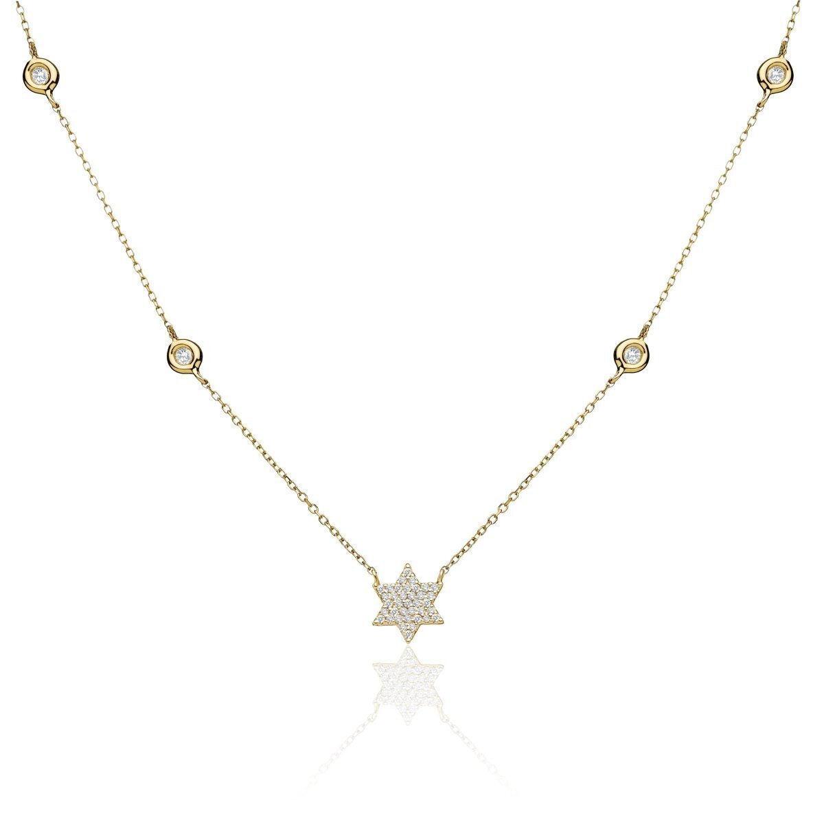 Pave Diamond Jewish Star of David Necklace in Solid 14k Rose Gold, light enough to forget you're wearing it