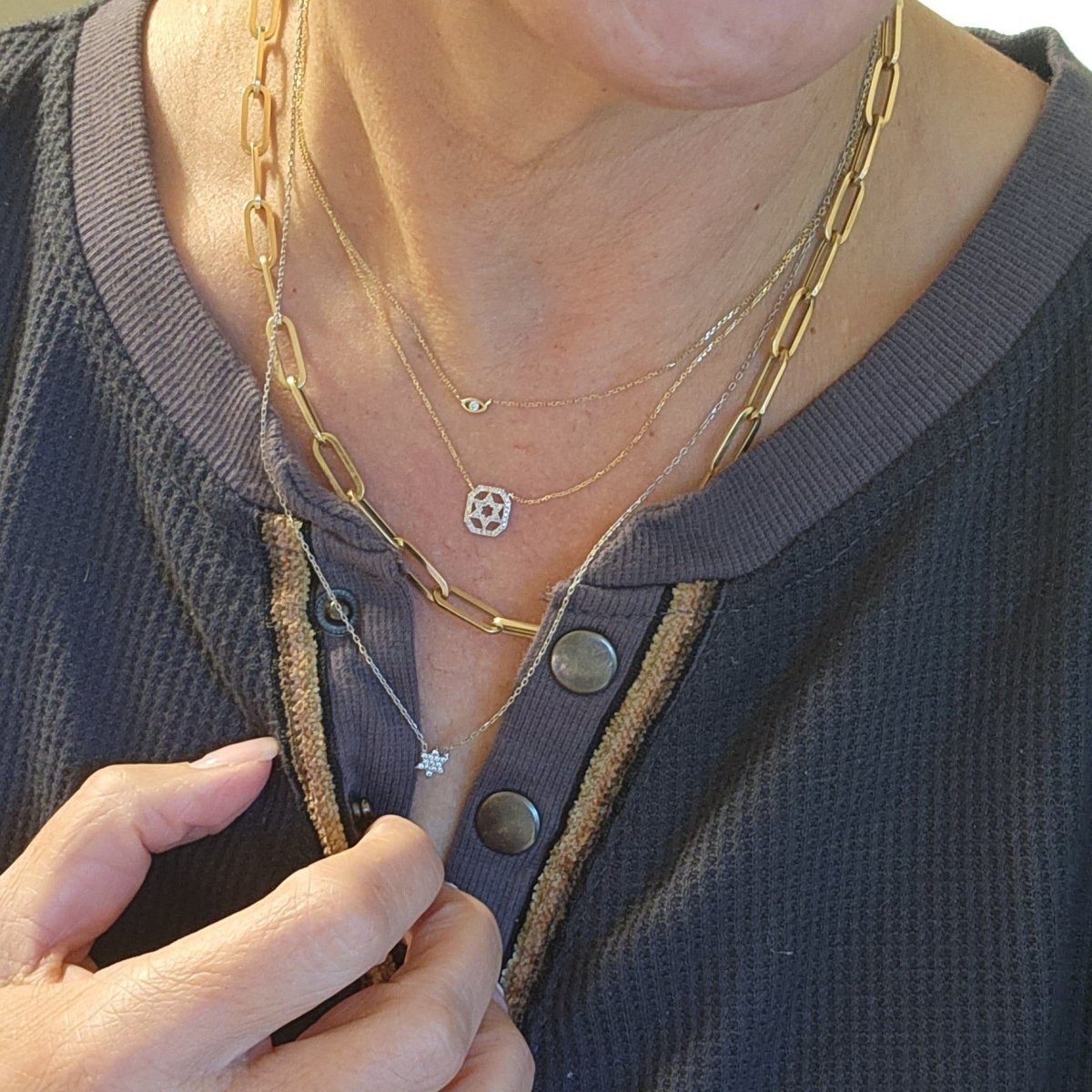 Pave Diamond Judaic Star Necklace