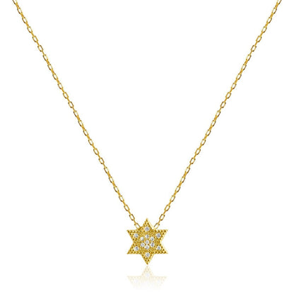 Pave Diamond-Like Jewish Star Necklace