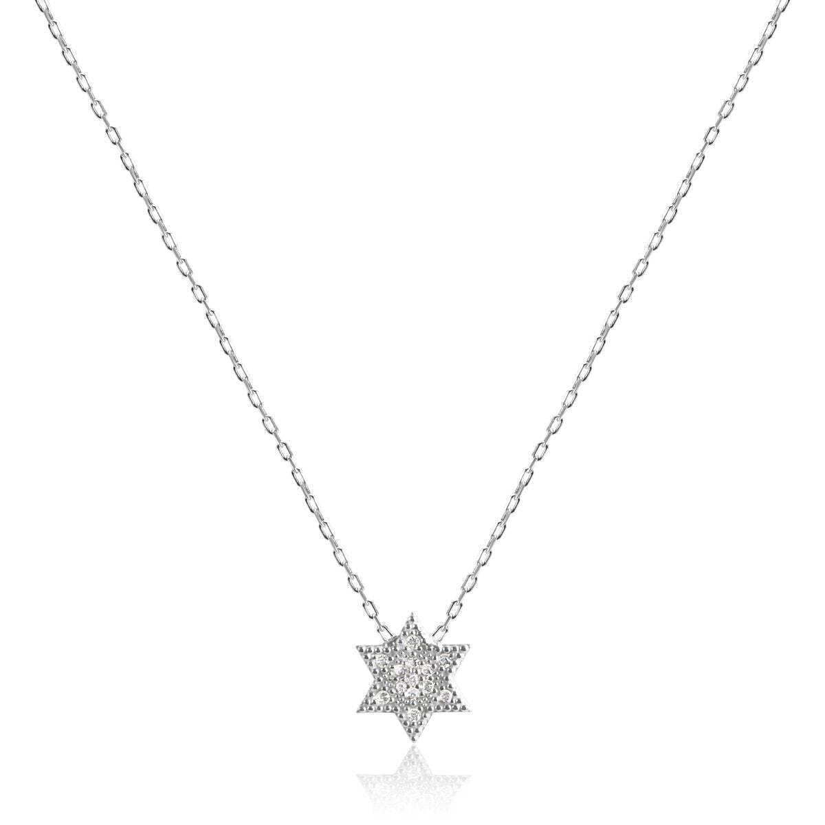 Pave Diamond-Like Jewish Star Necklace