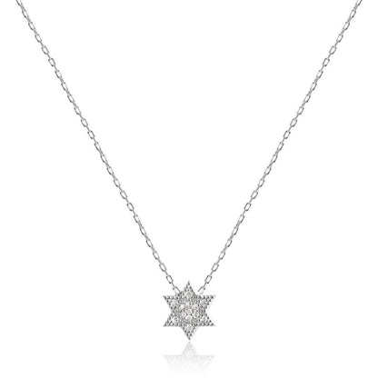Pave Diamond-Like Jewish Star Necklace