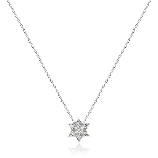 Pave Diamond-Like Jewish Star Necklace