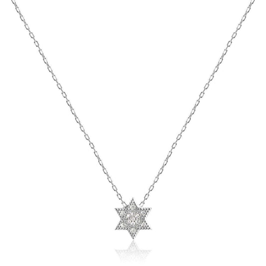 Pave Diamond - Like Jewish Star Necklace