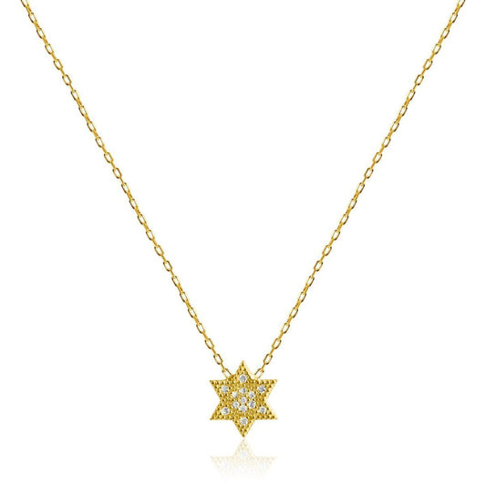Pave Diamond - Like Jewish Star Necklace
