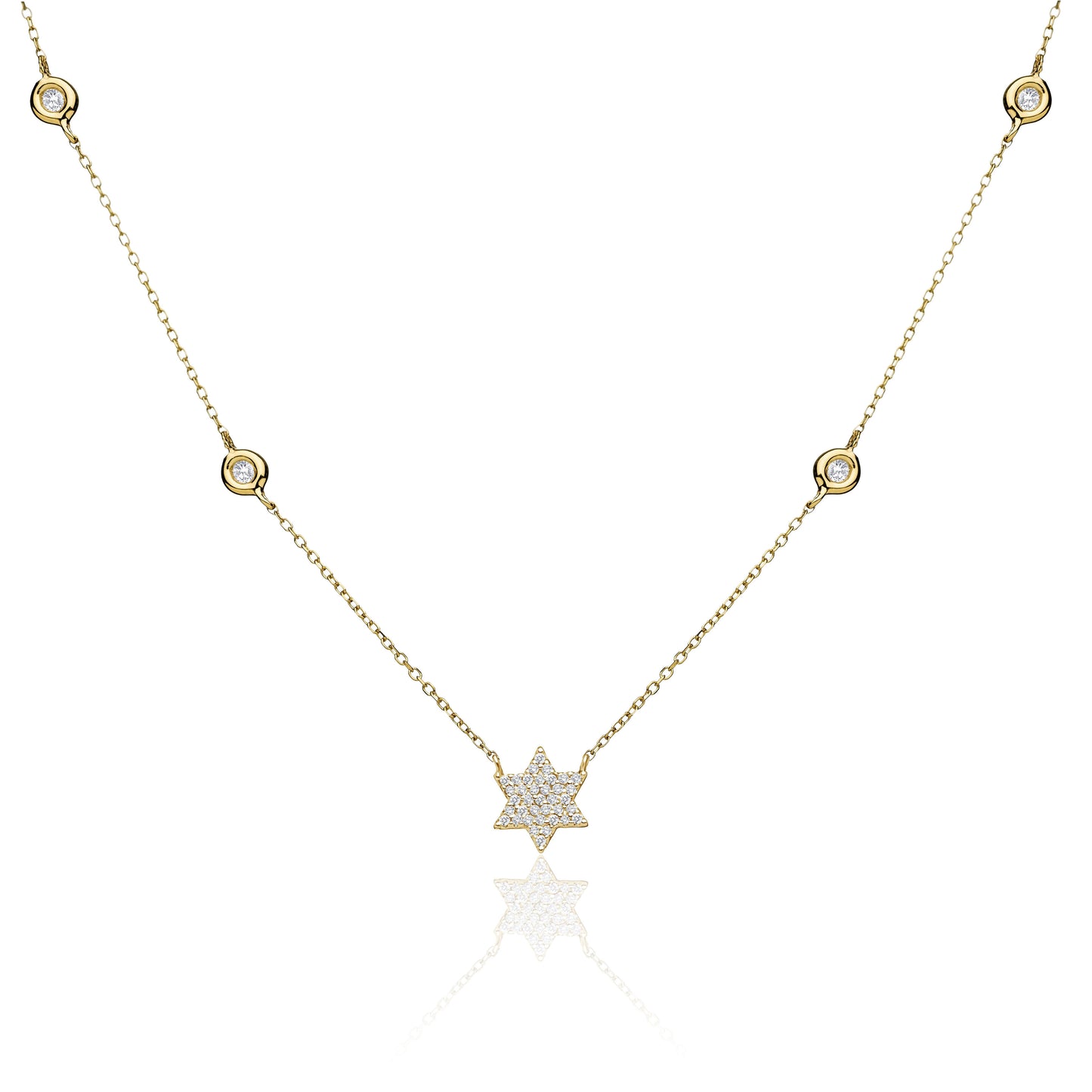 Gold necklace with a star pendant for Jewish people