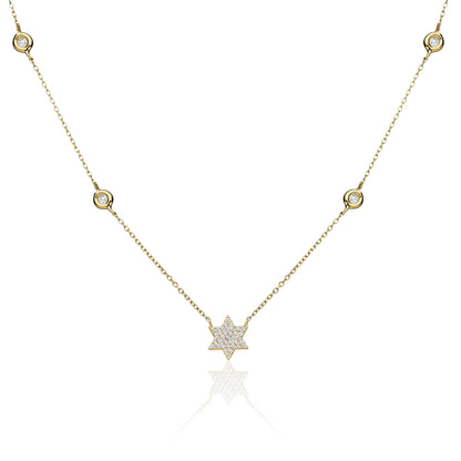 Gold necklace with a star pendant for Jewish people
