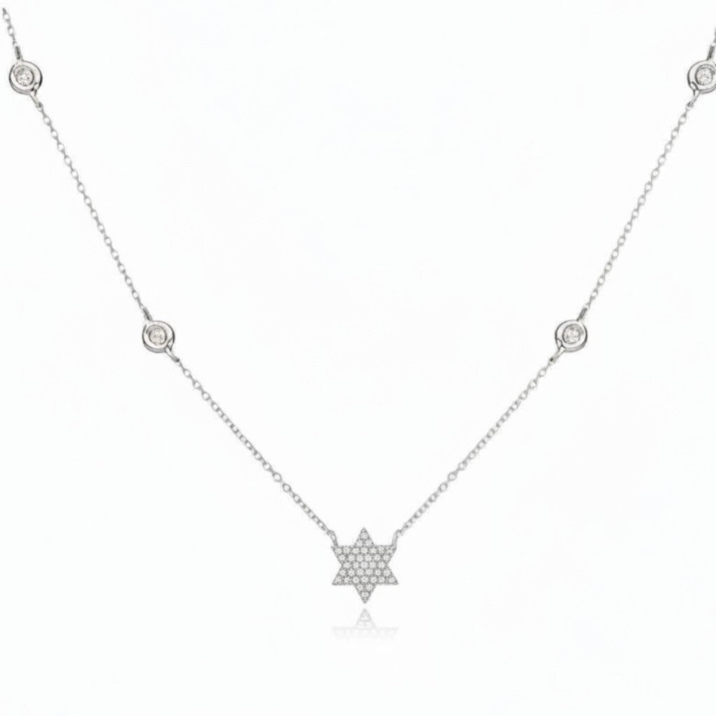 white gold diamond jewish star  necklace