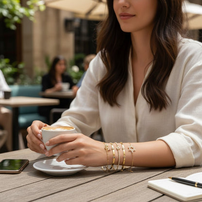 Pave Star of David Omega Chain Bracelet: Gold Plated & Adjustable